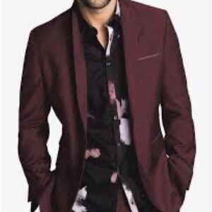 INC Mens Soft Holiday Burgundy Blazer Sport Coat Sz. M 2 Button Modern Tailored